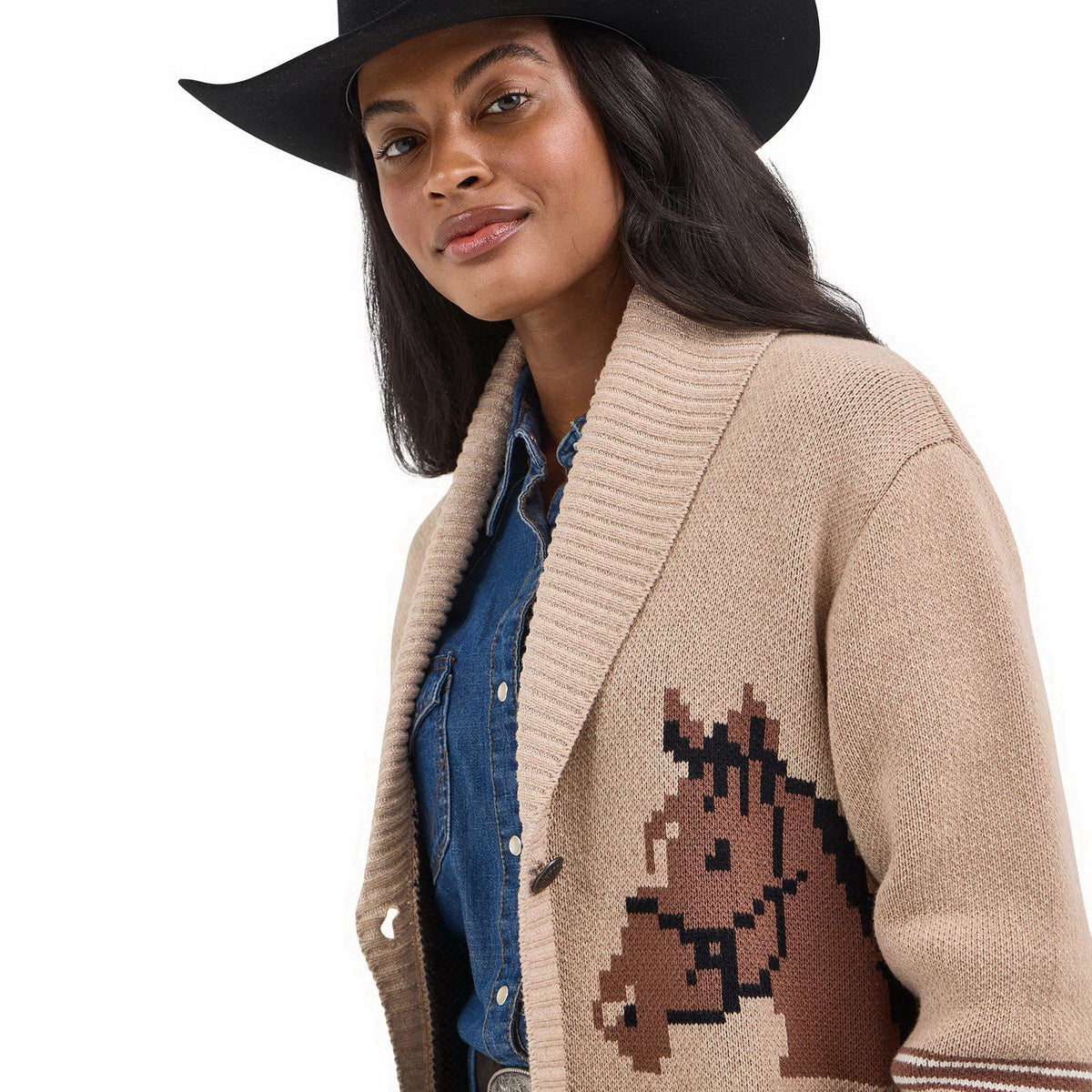 112367476 WRANGLER RETRO CARDIGAN BROWN
