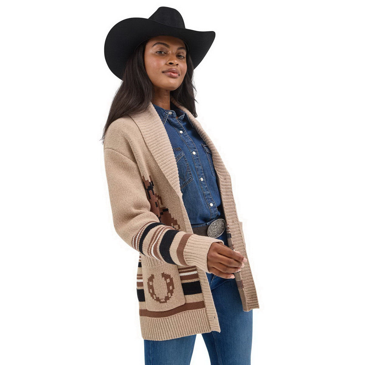 112367476 WRANGLER RETRO CARDIGAN BROWN