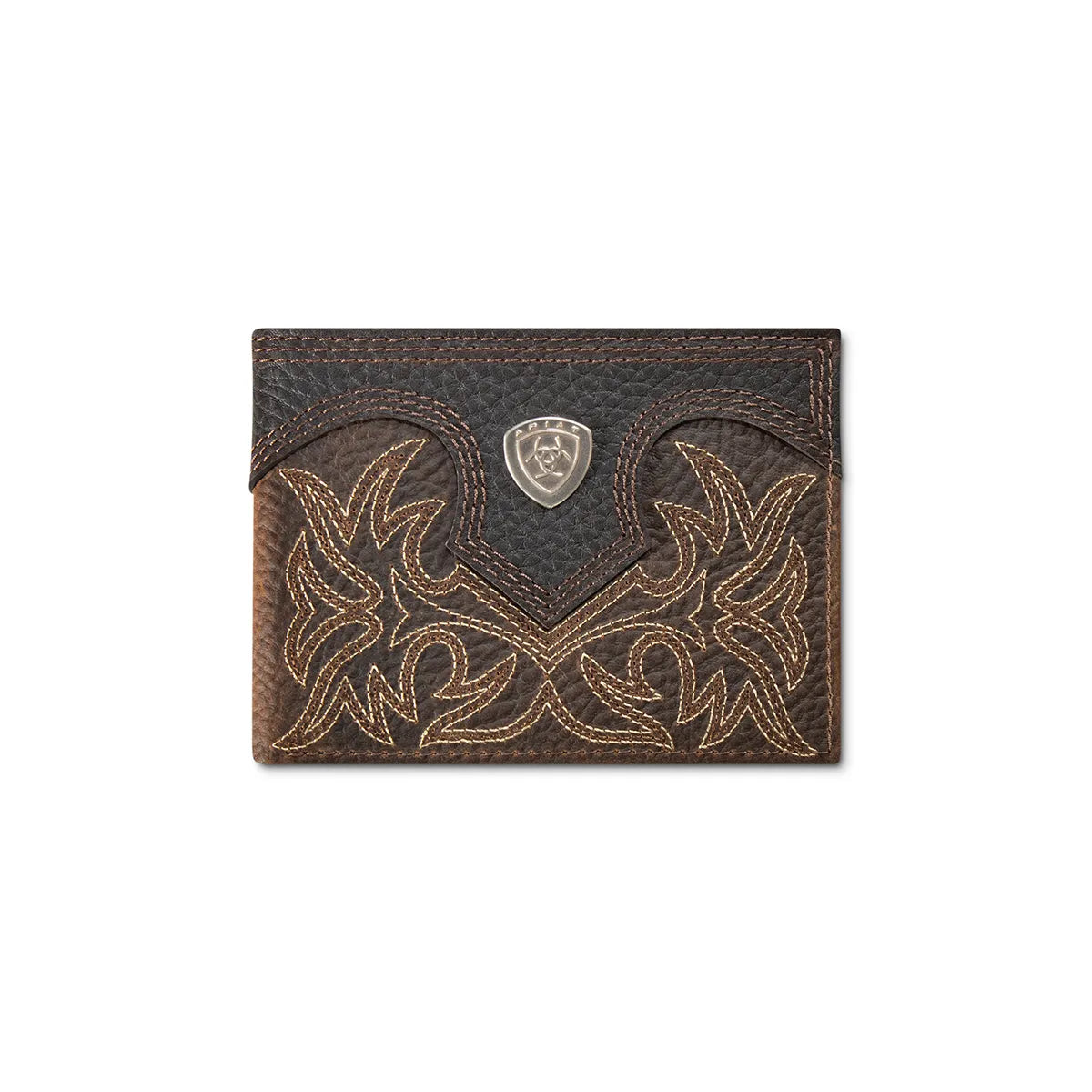 A3567902 ARIAT BIFOLD WALLET BOOT STITCH SHIELD BROWN
