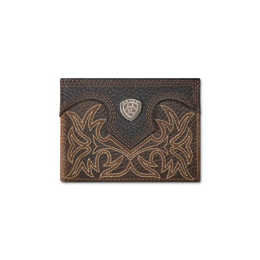 A3567902 ARIAT BIFOLD WALLET BOOT STITCH SHIELD BROWN