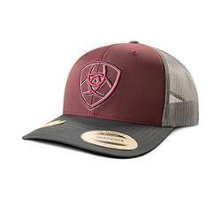 A300091909 ARIAT CAP TWO TONE SHIELD BURGUNDY