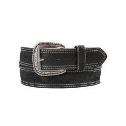 A1012401 ARIAT MENS BELT 1 1/2 TOOLED DOUBLE STITCH BLACK