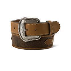 A1043702 ARIAT MENS BELT CENTER TAB INLAY BROWN