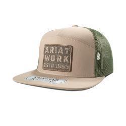 A290002108 ARIAT MENS CAP SNAP BACK 7 PANEL PATCH TAN