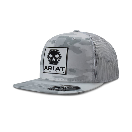 A290002905 ARIAT MENS CAP SNAP BACK FF110 SKULL BOLT WHITE