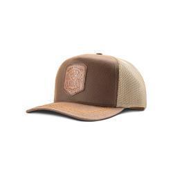 A300094502 ARIAT MENS CAP SNAP BACK FAUX LEATHER PATCH BROWN