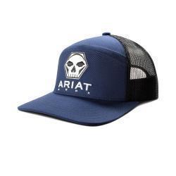 A290002603 ARIAT MENS CAP SNAP BACK HEXAGON BOLT SKULL NAVY
