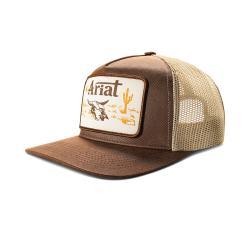 A300094602 ARIAT MENS CAP SNAP BACK OILSKIN DESERT PATCH BROWN