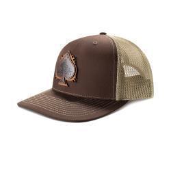 A300094102 ARIAT MENS CAP SNAP BACK SPADE PATCH BROWN