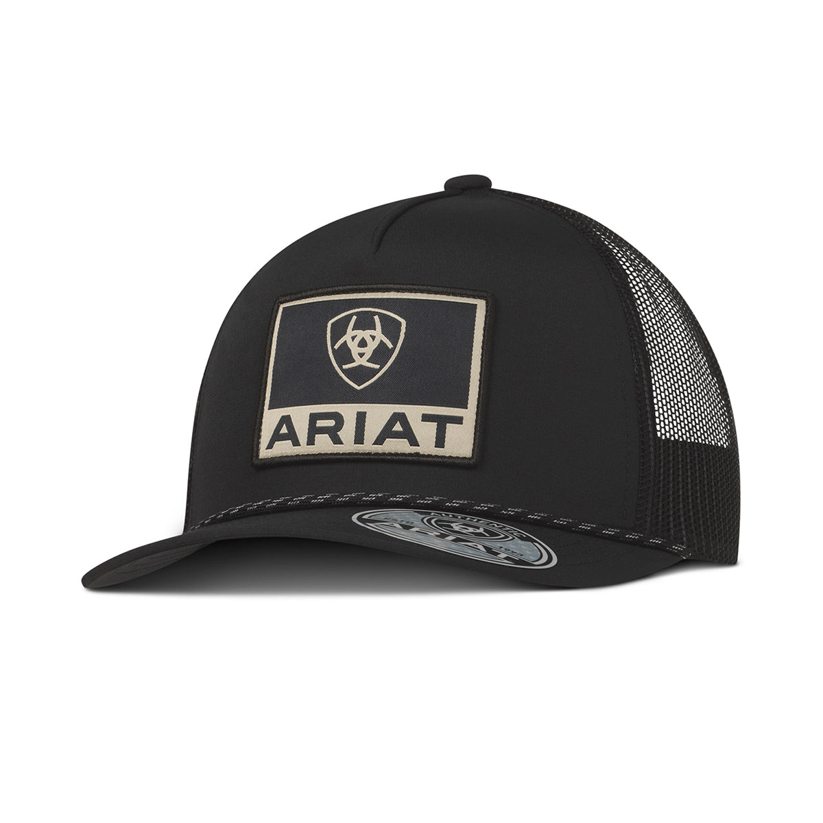A300092501 ARIAT MENS CAP SNAP BACK SQUARE ARIAT PATCH BLACK
