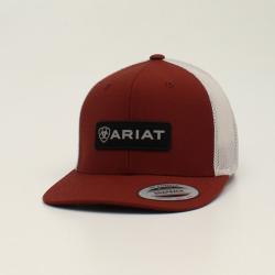 A300015504 ARIAT MENS SNAP BACK RECTANGLE LOGO RED