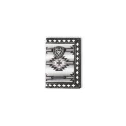 A3558901 ARIAT MENS TRIFOLD WALLET DIAMOND LACING SOUTHWESTERN FABRIC BLACK