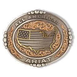 A37051 ARIAT OVAL ALL AMERICAN ANTIQUE SILVER AND ANTIQUE GOLD