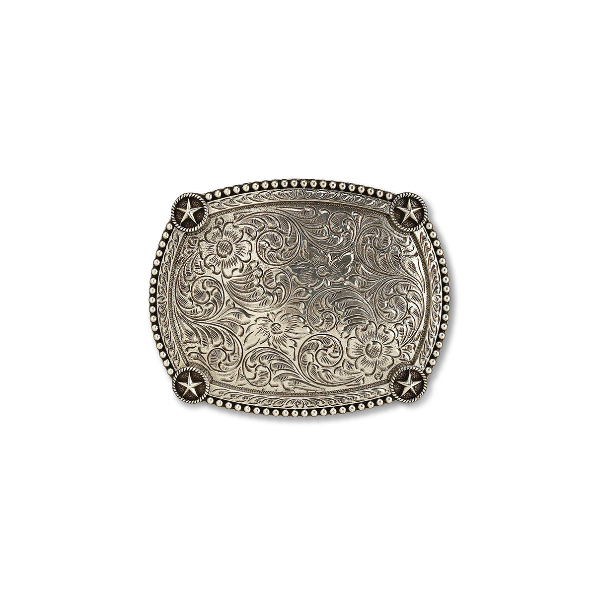 A37069 ARIAT RECTANGLE BUCKLE BEADED EDGE STAR CORNERS
