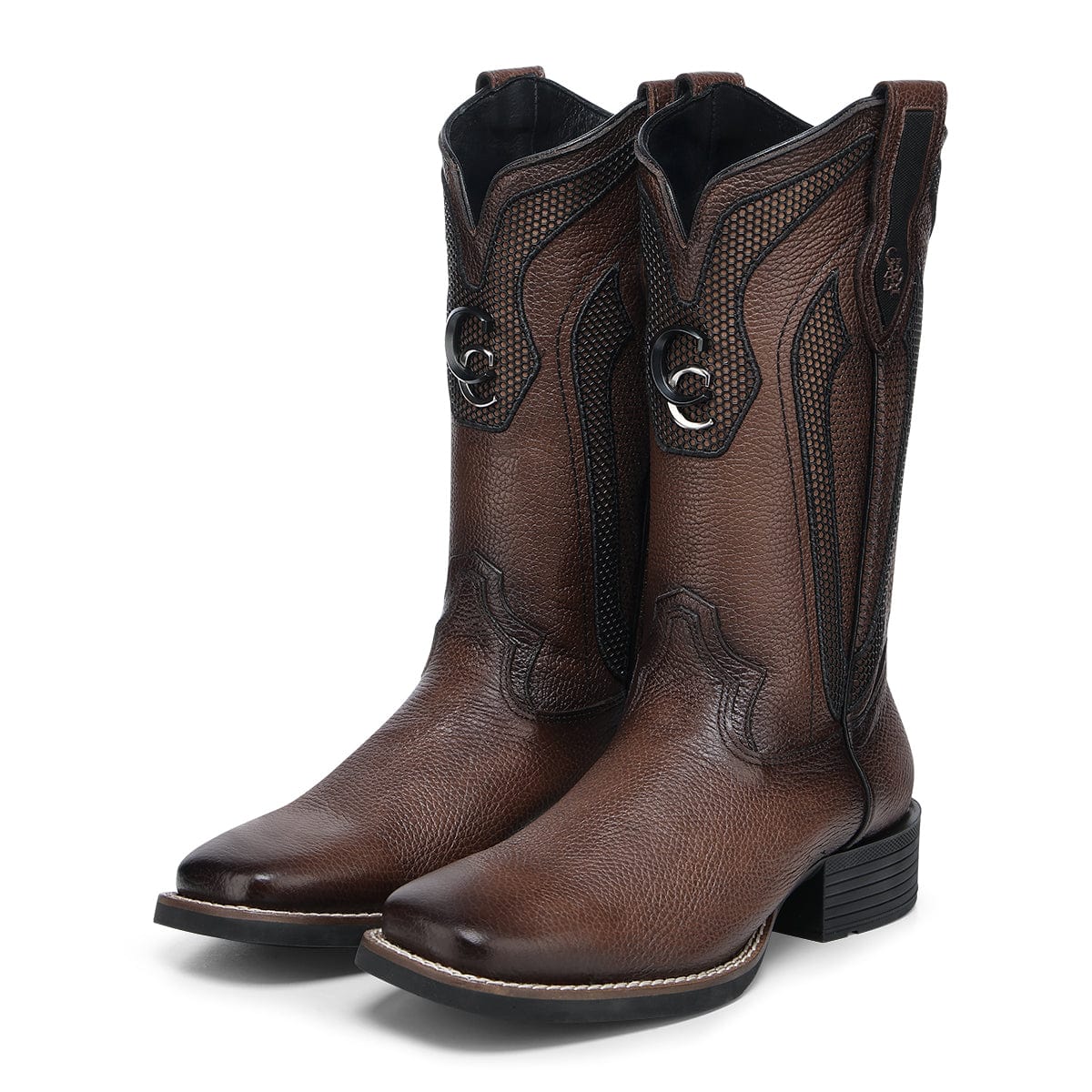 CC225 CUADRA MN DEER EMBROIDERY & STUDS SQUARE TOE COWBOY BOOT