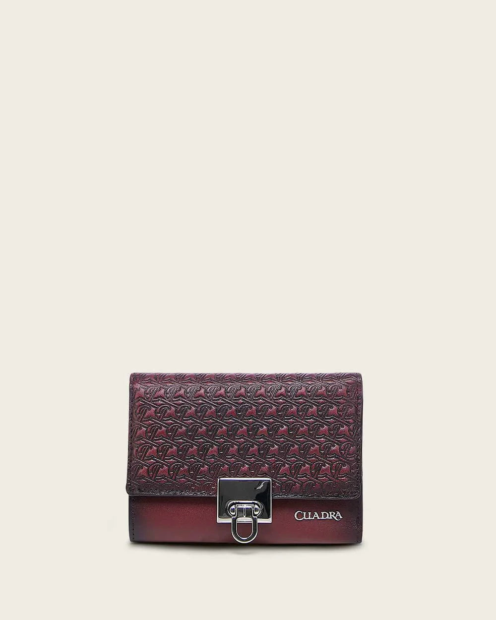 DU725 WINE ENGRAVED TRIFOLD WALLET CUADRA