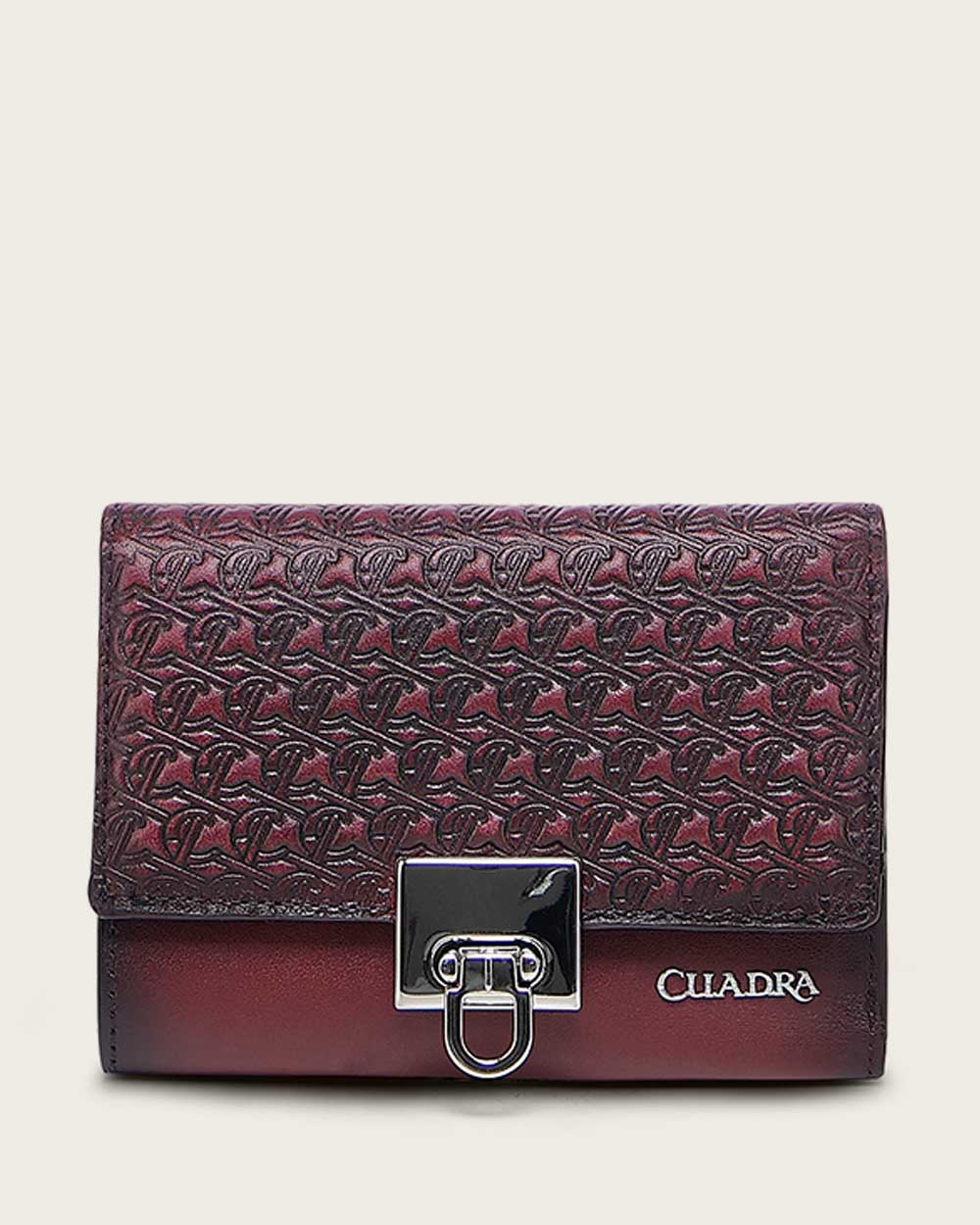 DU725 WINE ENGRAVED TRIFOLD WALLET CUADRA