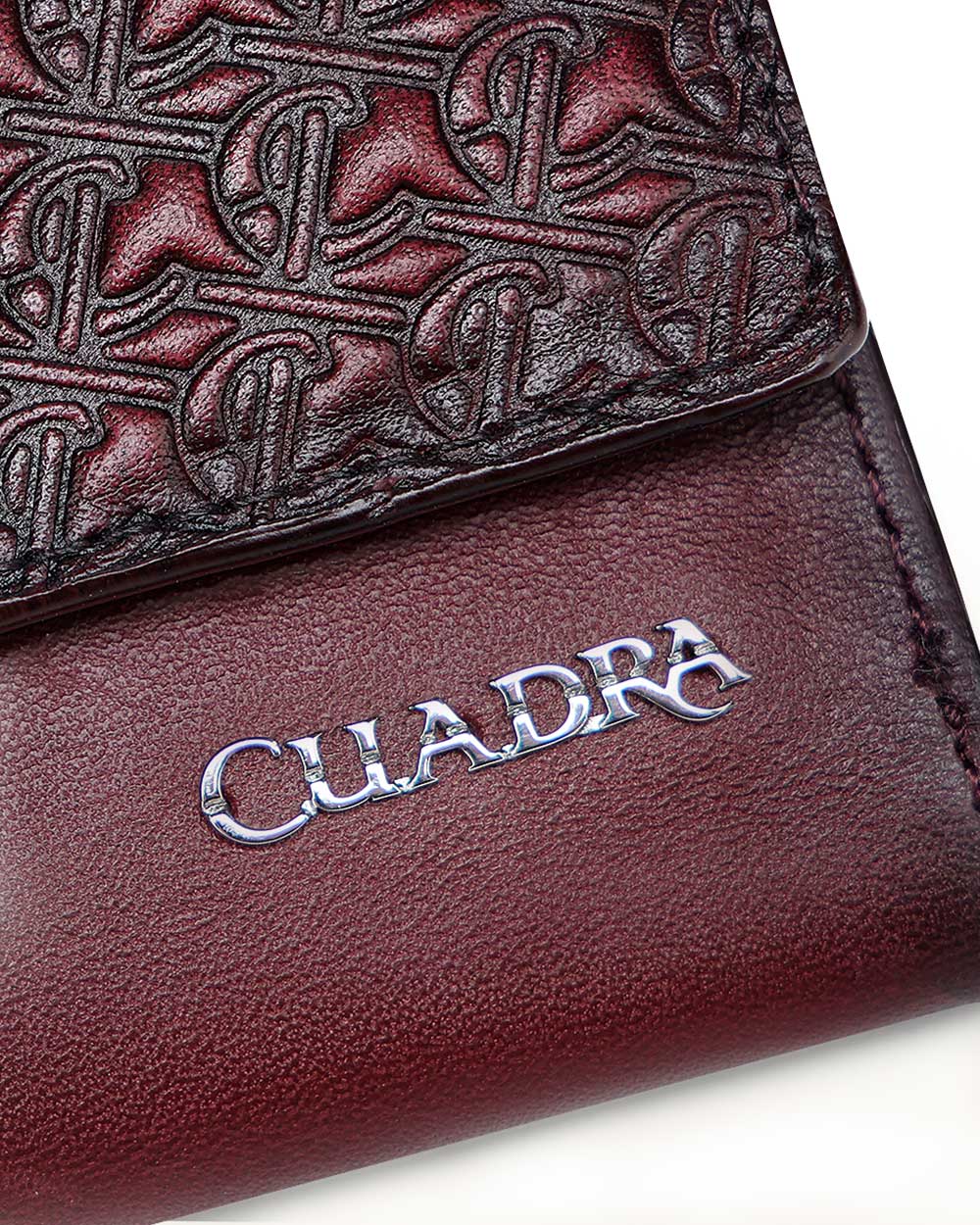 DU725 WINE ENGRAVED TRIFOLD WALLET CUADRA