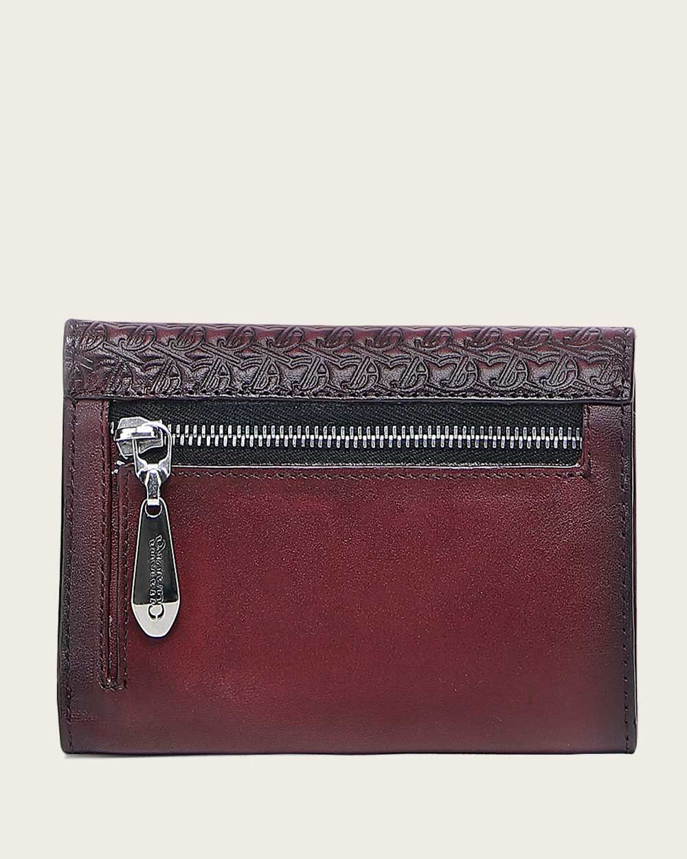 DU725 WINE ENGRAVED TRIFOLD WALLET CUADRA