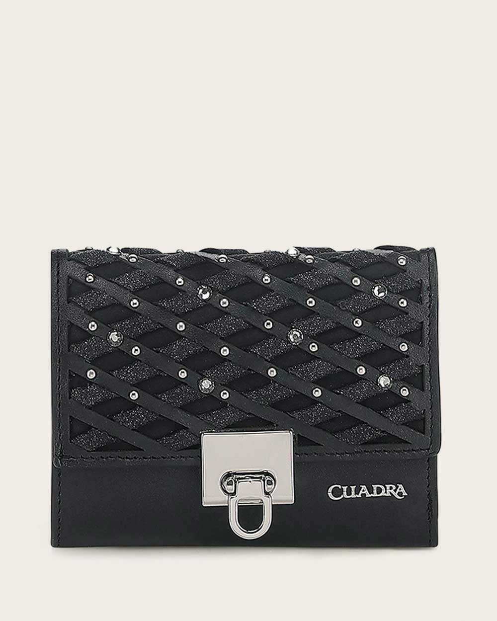 DU726 LUXURY WOMEN'S CALF LEATHER WALLET WITH GENUINE CRYSTALS CUADRA