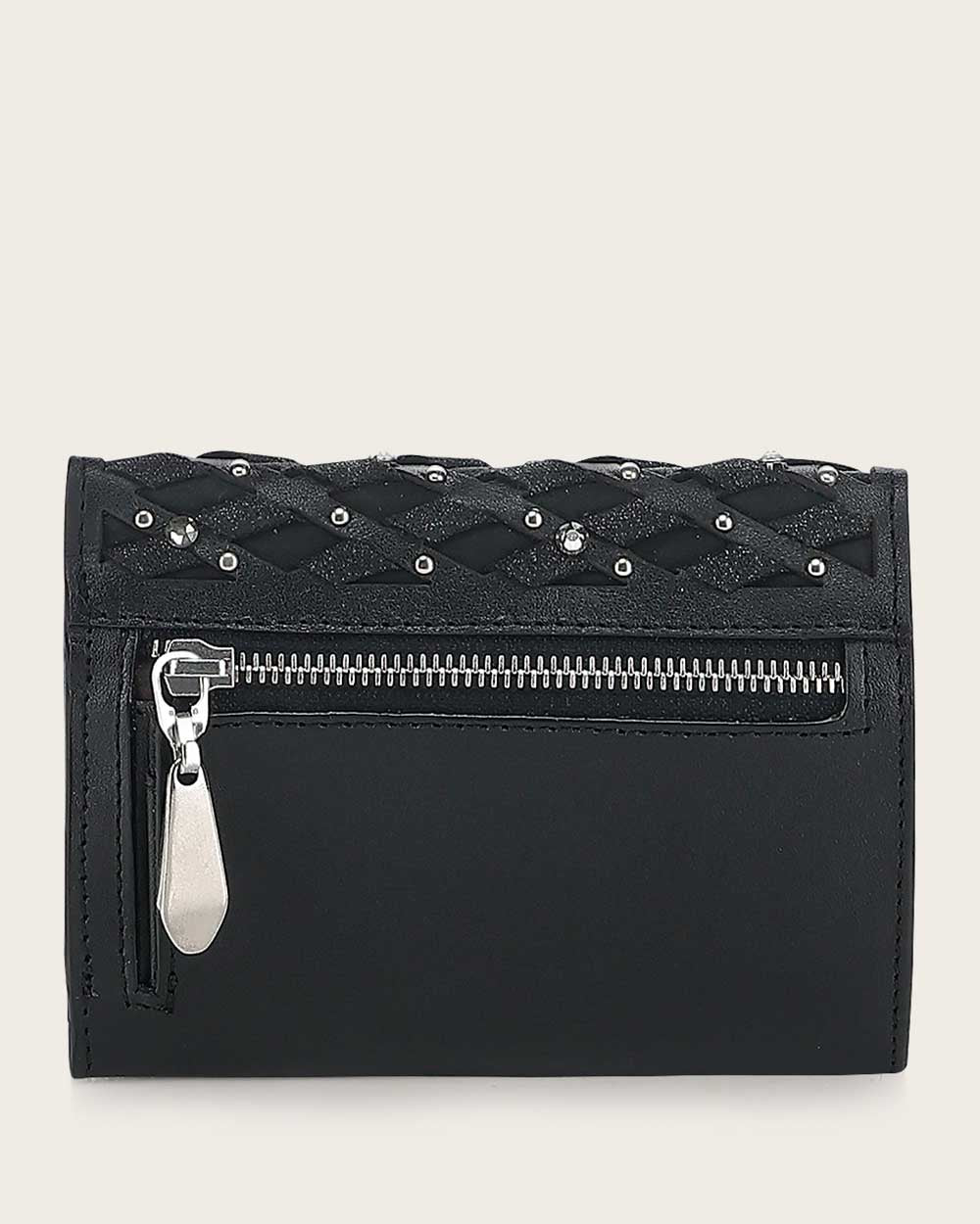 DU726 LUXURY WOMEN'S CALF LEATHER WALLET WITH GENUINE CRYSTALS CUADRA