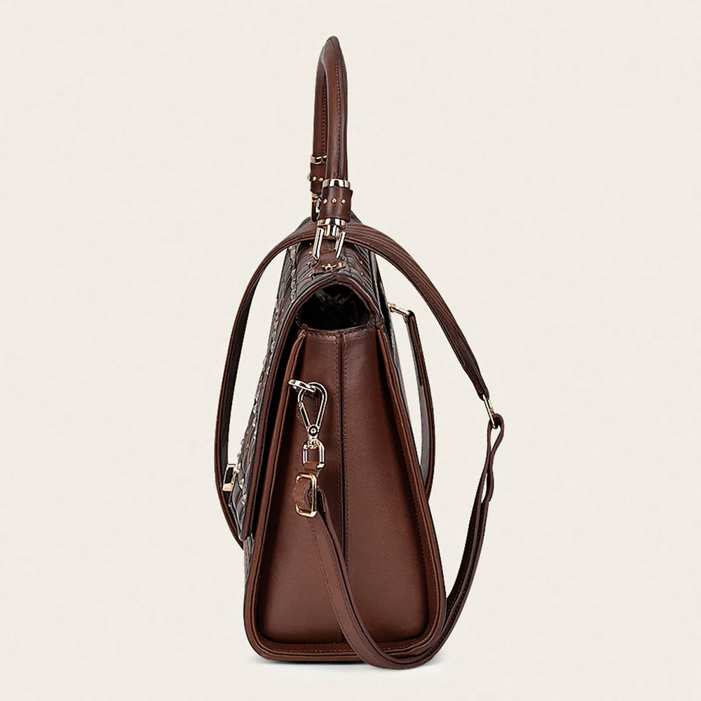 DU406 HONEY BROWN TOP HANDLE HANDBAG