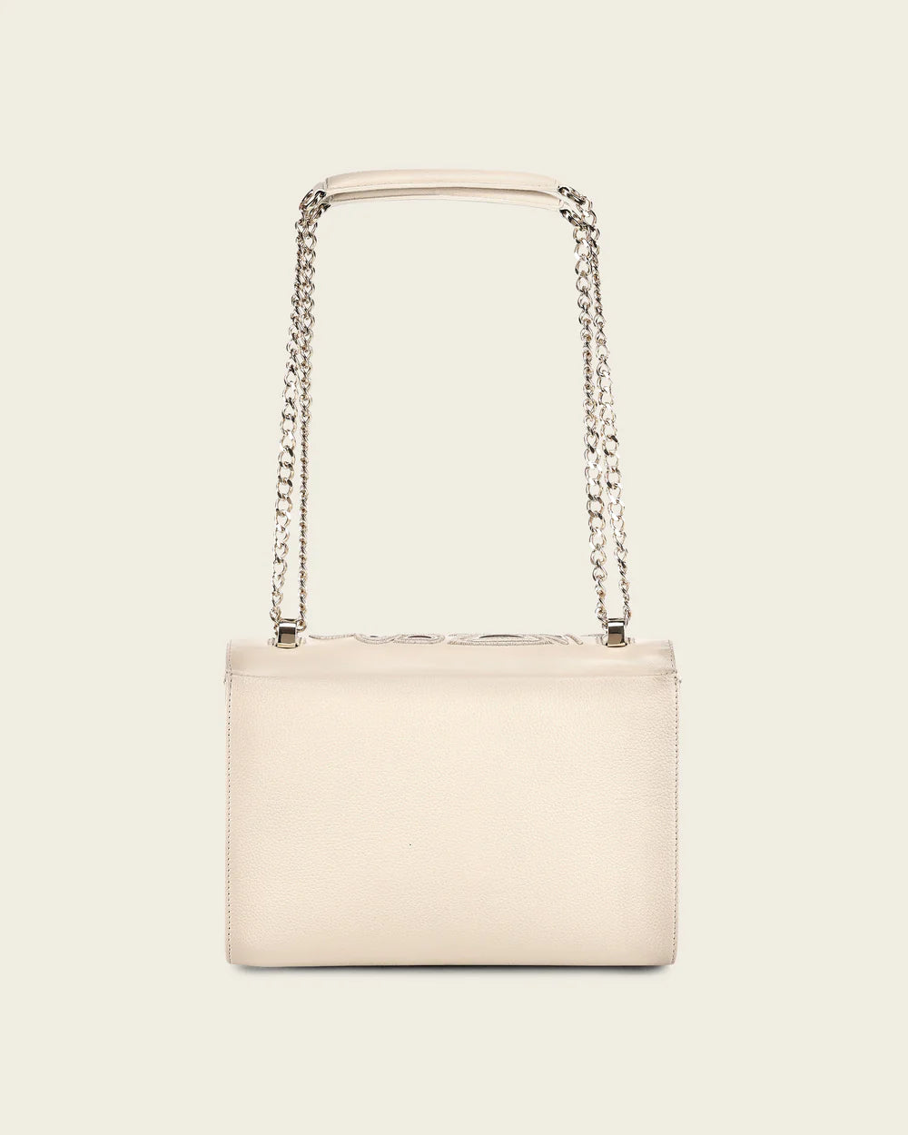 DU823 WOMEN'S BEIGE BOVINE LEATHER SHOULDER BAG CLUTCH STYLE WITH CRYSTALS