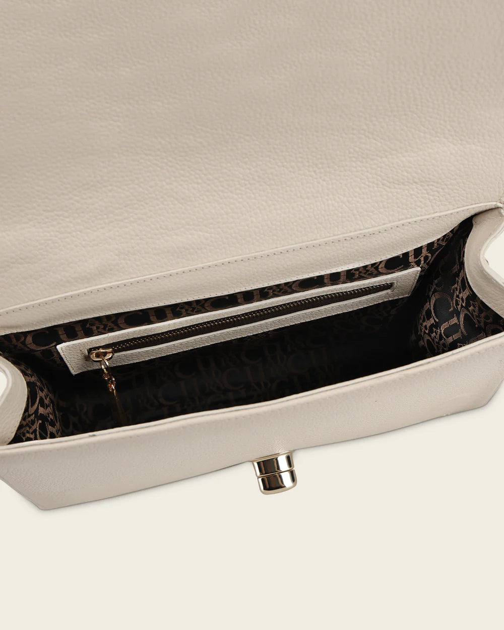 DU823 WOMEN'S BEIGE BOVINE LEATHER SHOULDER BAG CLUTCH STYLE WITH CRYSTALS