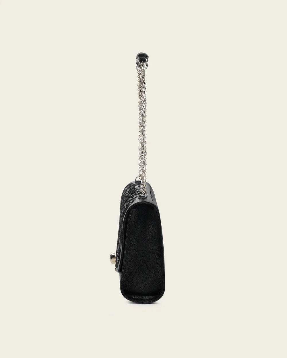DU822 WOMEN'S BLACK BOVINE LEATHER SHOULDER BAG CLUTCH STYLE WITH CRYSTALS