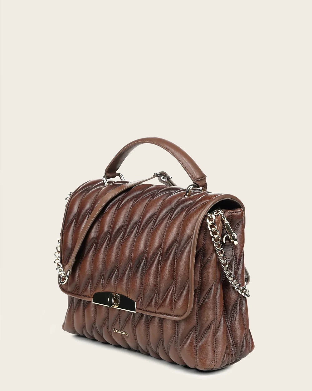 DU827 WOMEN'S HONEY LAMB LEATHER SHOULDER BAG WITH GEOMETRIC DESING