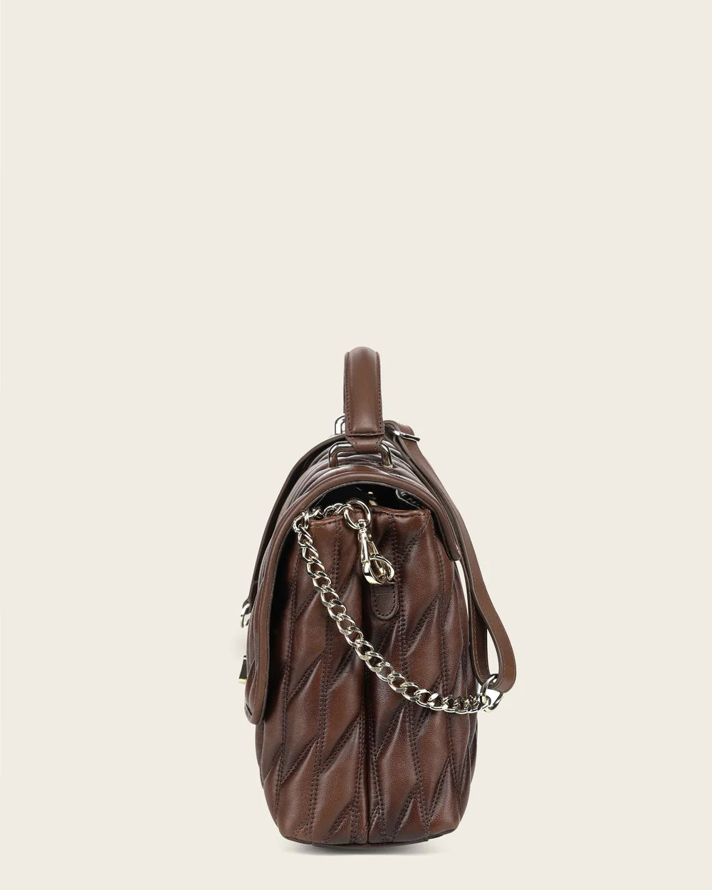 DU827 WOMEN'S HONEY LAMB LEATHER SHOULDER BAG WITH GEOMETRIC DESING