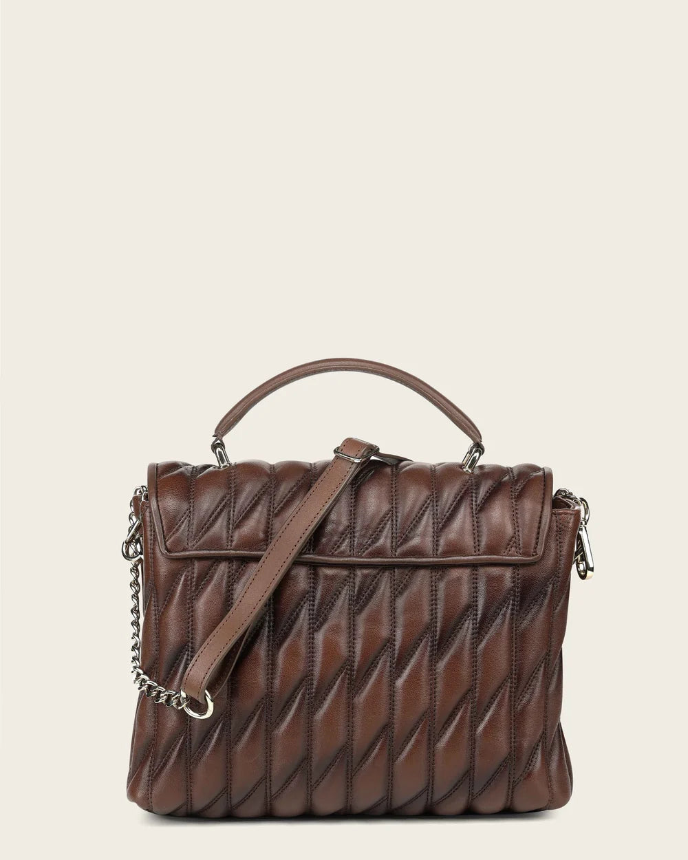 DU827 WOMEN'S HONEY LAMB LEATHER SHOULDER BAG WITH GEOMETRIC DESING