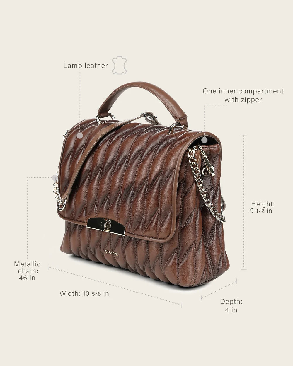 DU827 WOMEN'S HONEY LAMB LEATHER SHOULDER BAG WITH GEOMETRIC DESING