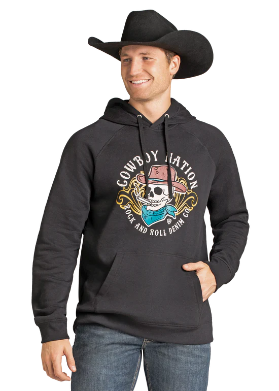 BU94T07447 COWBOY NATION SKULL GRAPHIC HOODIE
