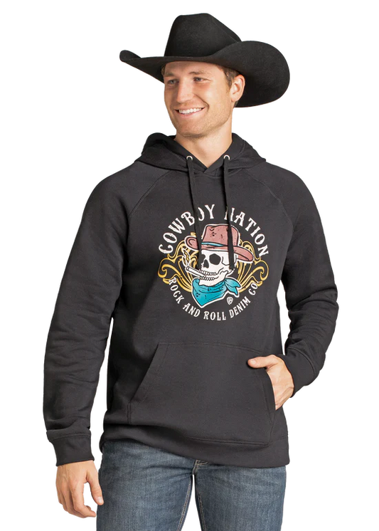 BU94T07447 COWBOY NATION SKULL GRAPHIC HOODIE