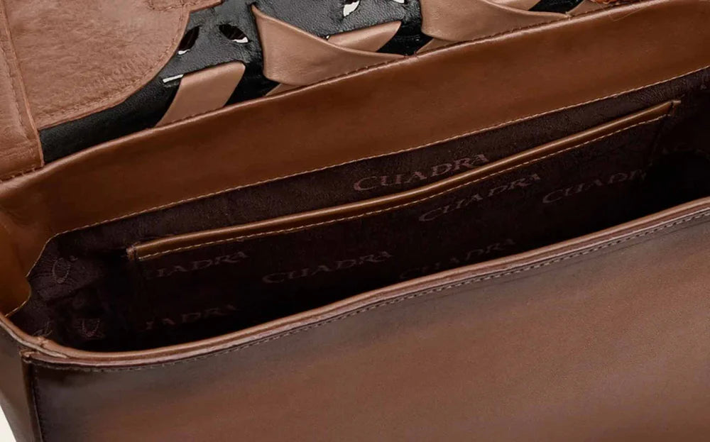 DU321 BROWN PRINTED HANDLE HANDBAG