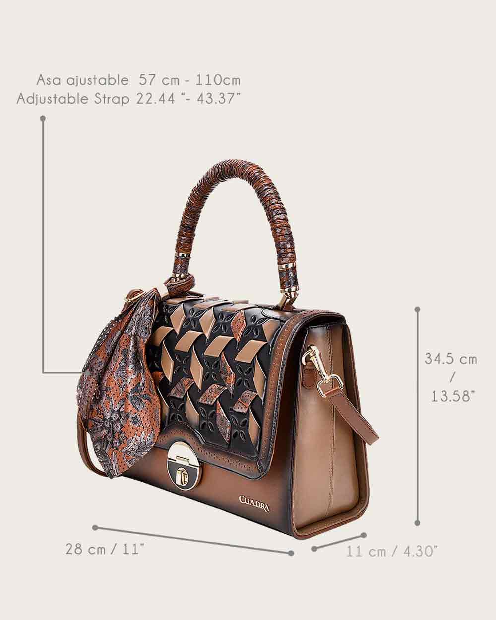 DU321 BROWN PRINTED HANDLE HANDBAG