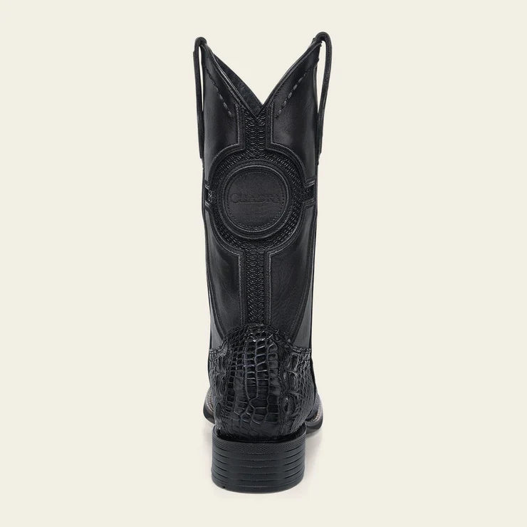 CC201-L CUADRA MN NAVY BLUE ALLIGATOR STUDS & EMBROIDERY & WOVEN SQUARE TOE BOOTS