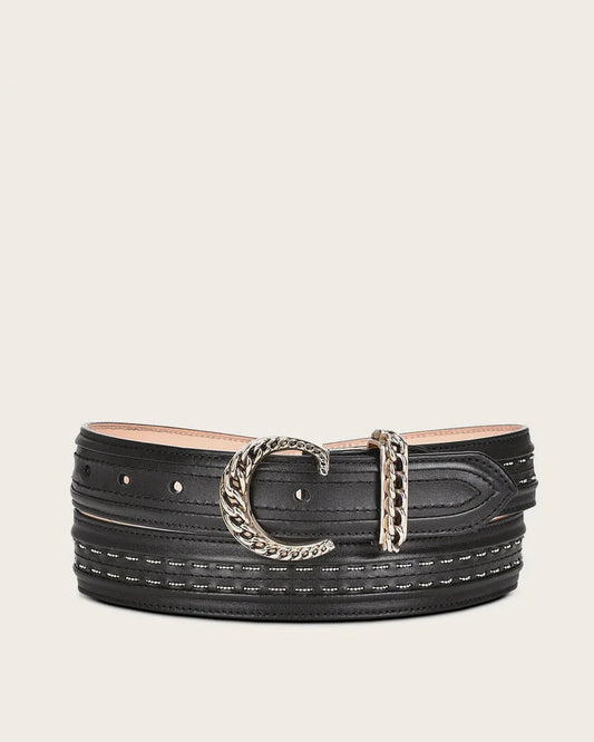 BC295 BLACK HANDWOVEN BOVINE BELT