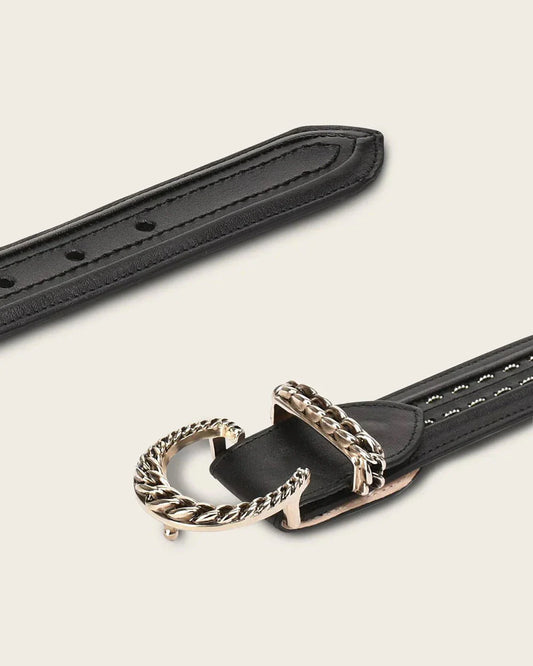 BC295 BLACK HANDWOVEN BOVINE BELT