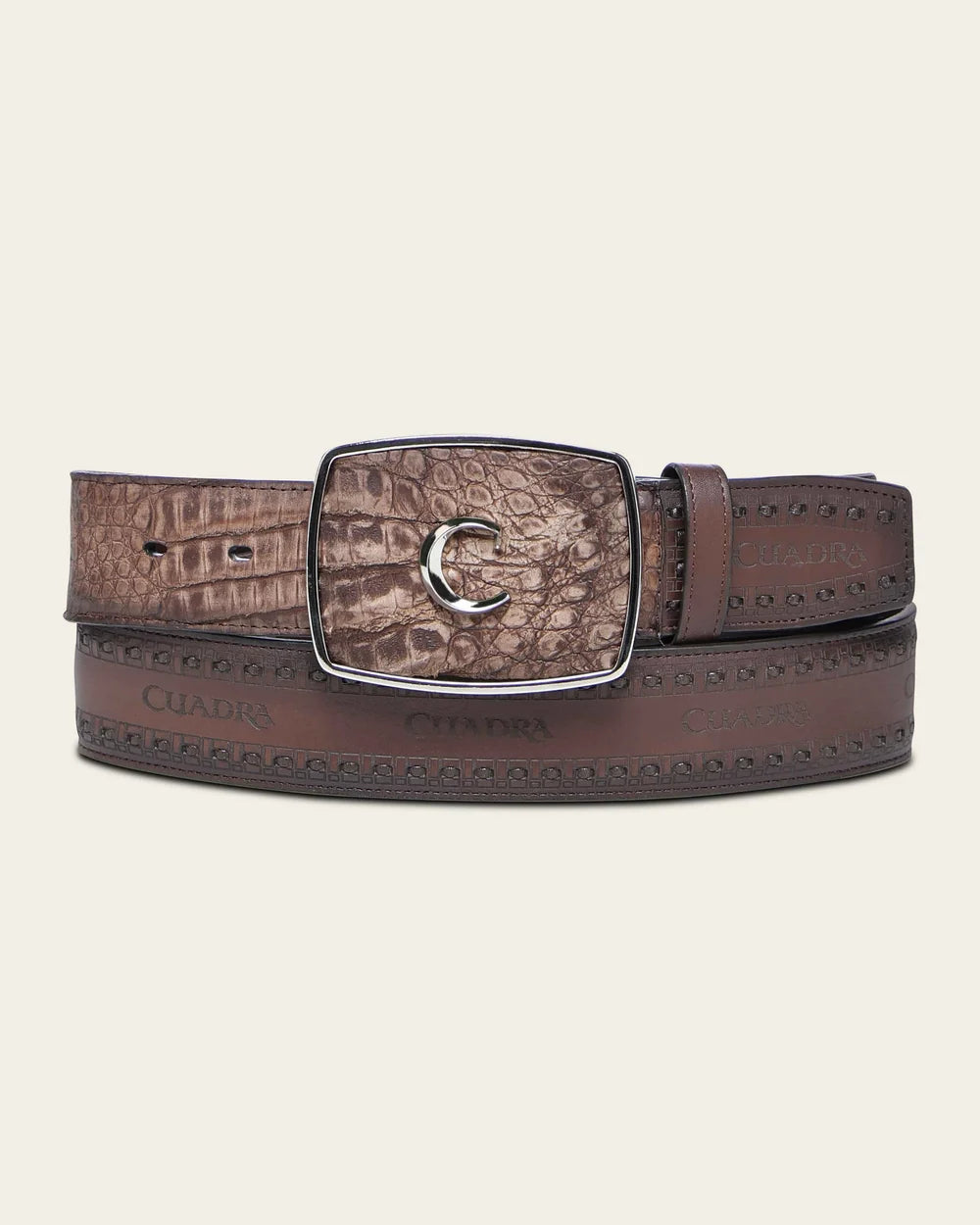 BC171 CUADRA FUSCUS LEATHER WESTERN BELT WITH EMBOSSED LOGO