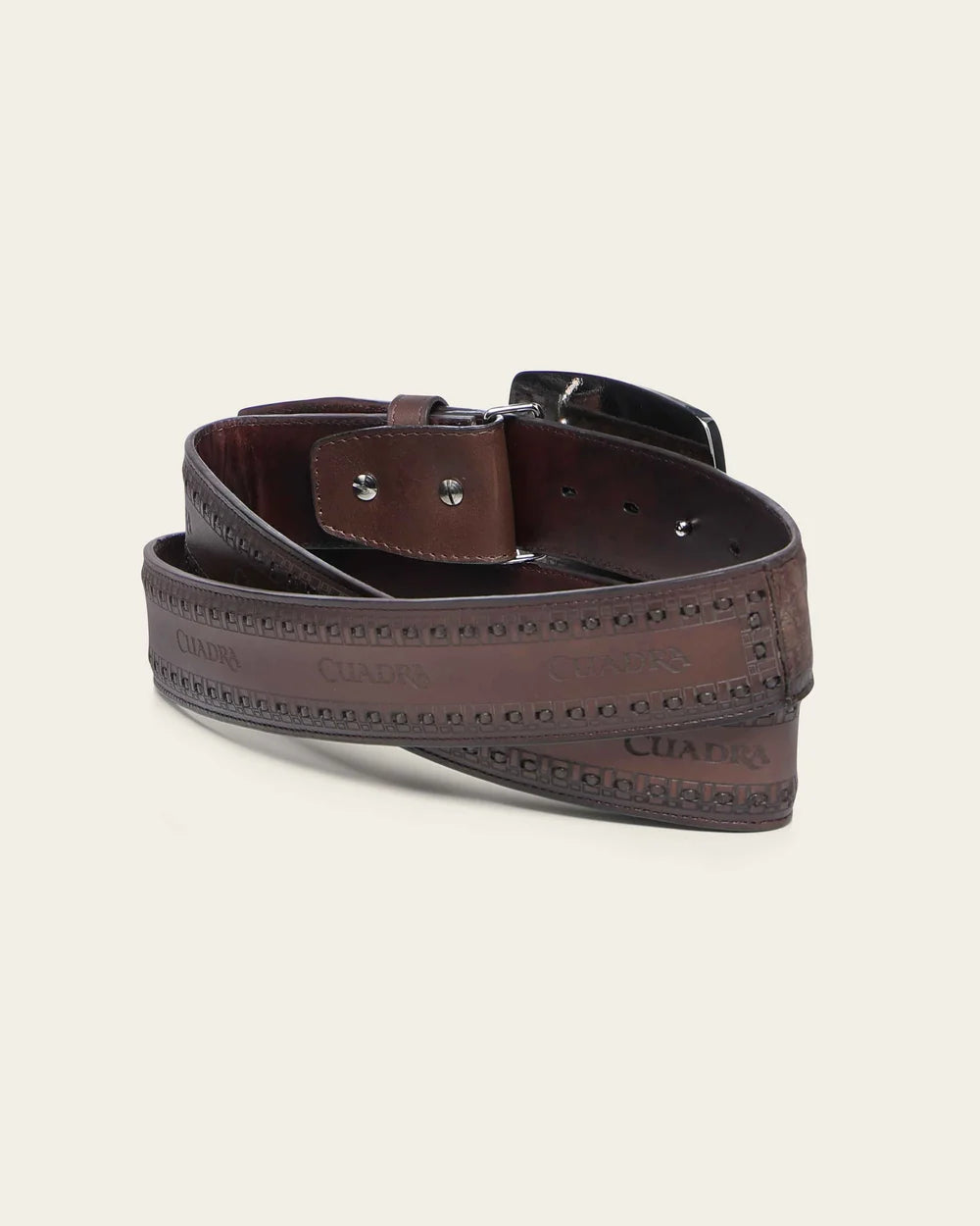 BC171 CUADRA FUSCUS LEATHER WESTERN BELT WITH EMBOSSED LOGO