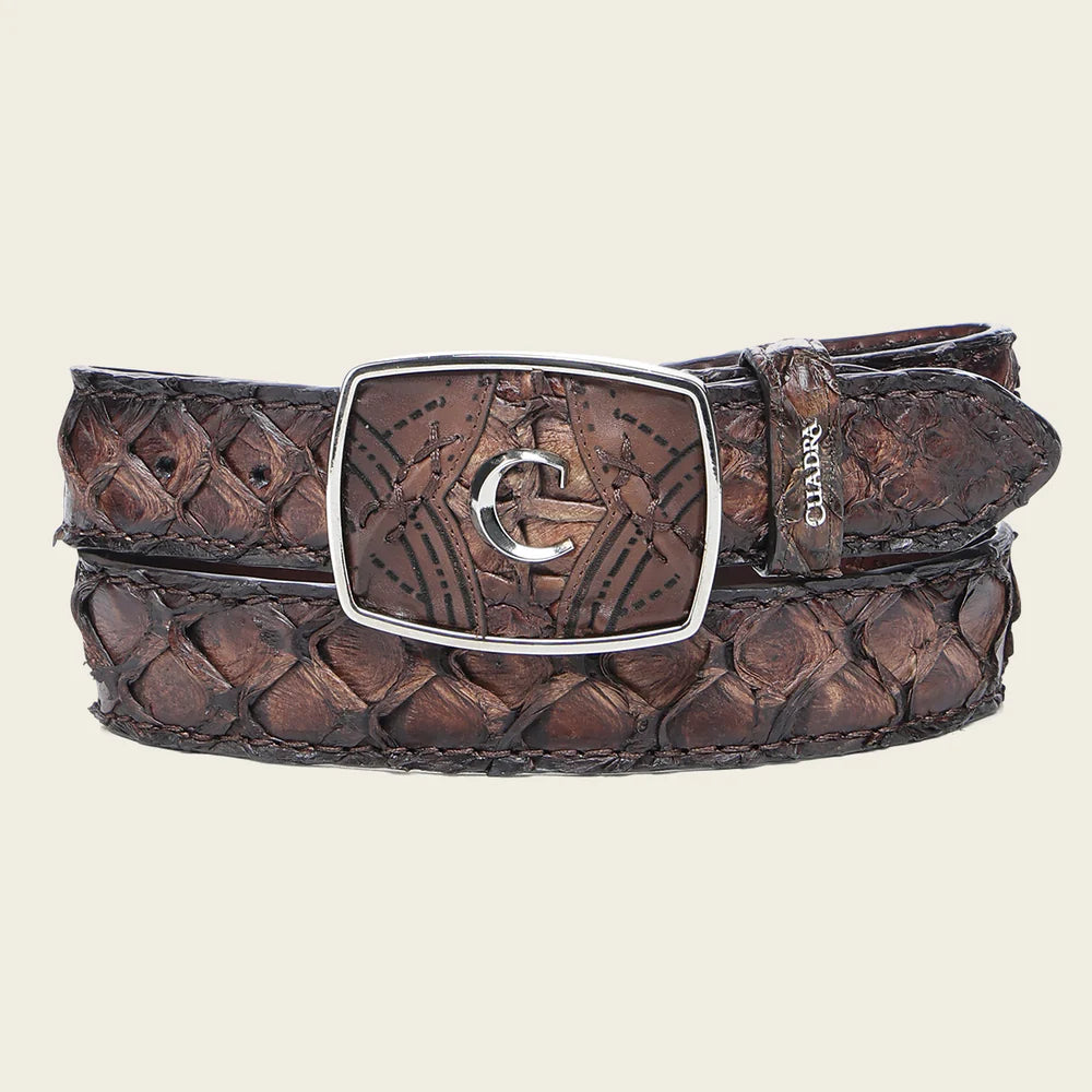 BC390 CUADRA WESTERN HONEY BELT IN POISSON LEATHER