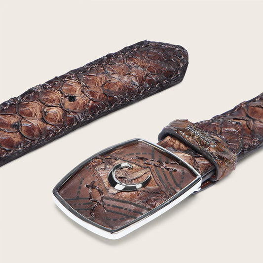 BC389 WESTERN HONEY BELT IN POISSON LEATHER