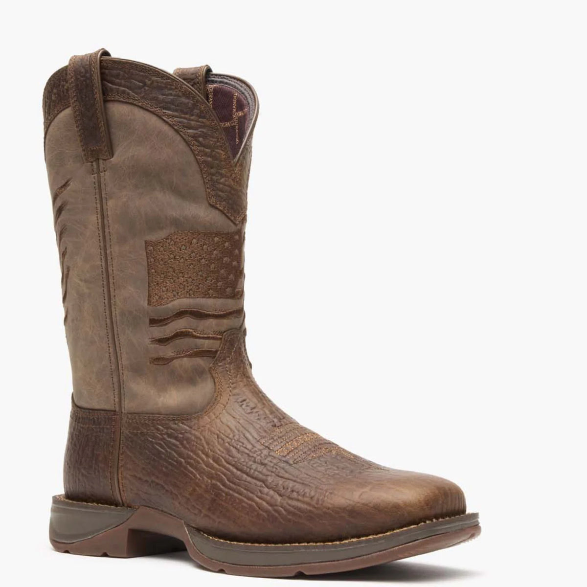 DDB0314 REBEL BY DURANGO BROWN DISTRESSED FLAG EMBROIDERY WESTERN BOOT