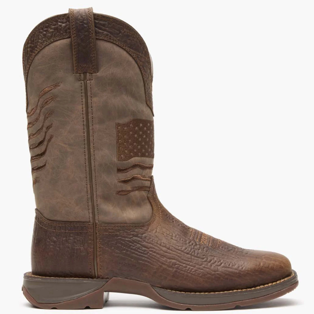 DDB0314 REBEL BY DURANGO BROWN DISTRESSED FLAG EMBROIDERY WESTERN BOOT