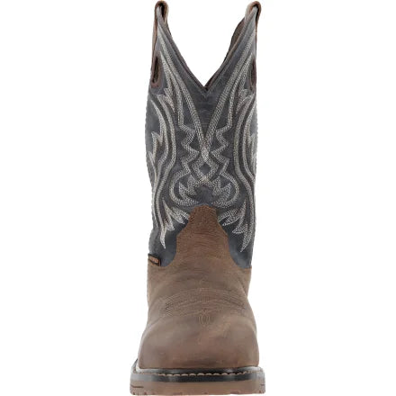 DDB0561 DURANGO MEN'S 11" RUSTIC BROWN/DENIM BLUE STEEL TOE WORK BOOT