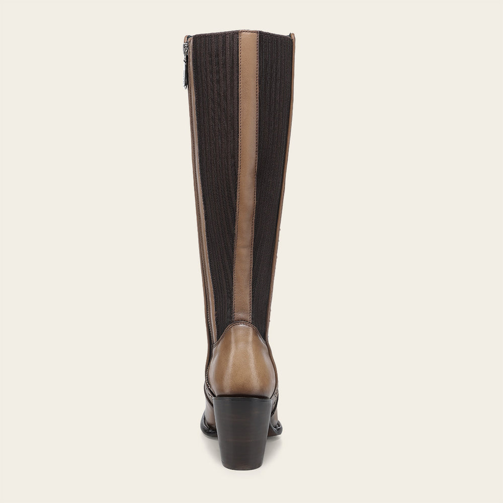 CC258 CUADRA WOMEN'S TALL ALMOND BROWN LEATHER BOOT WITH CRYSTALS