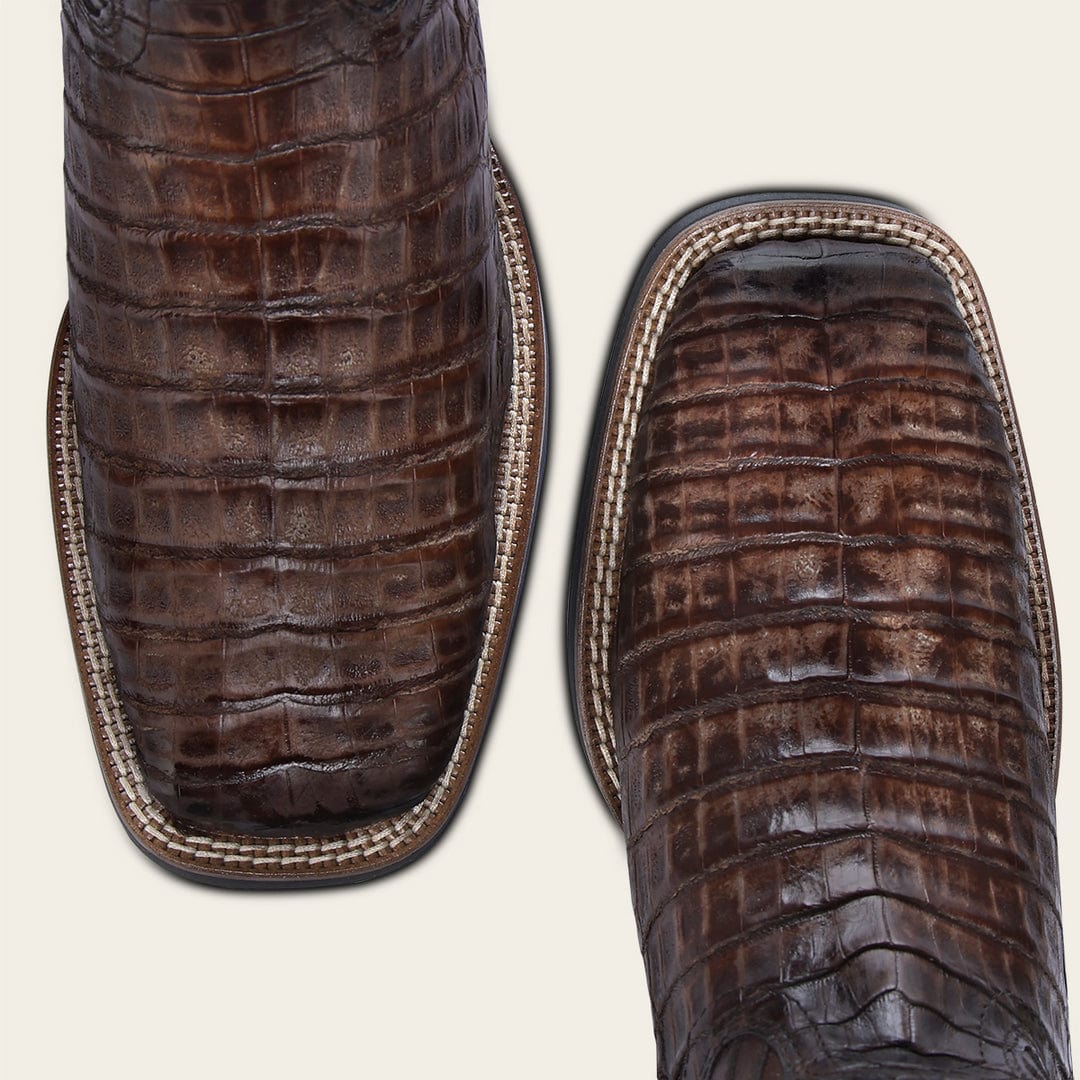 CU975 CUADRA MN HONEY CAIMAN STUDS & EMBROIDERY & WOVEN SQUARE TOE