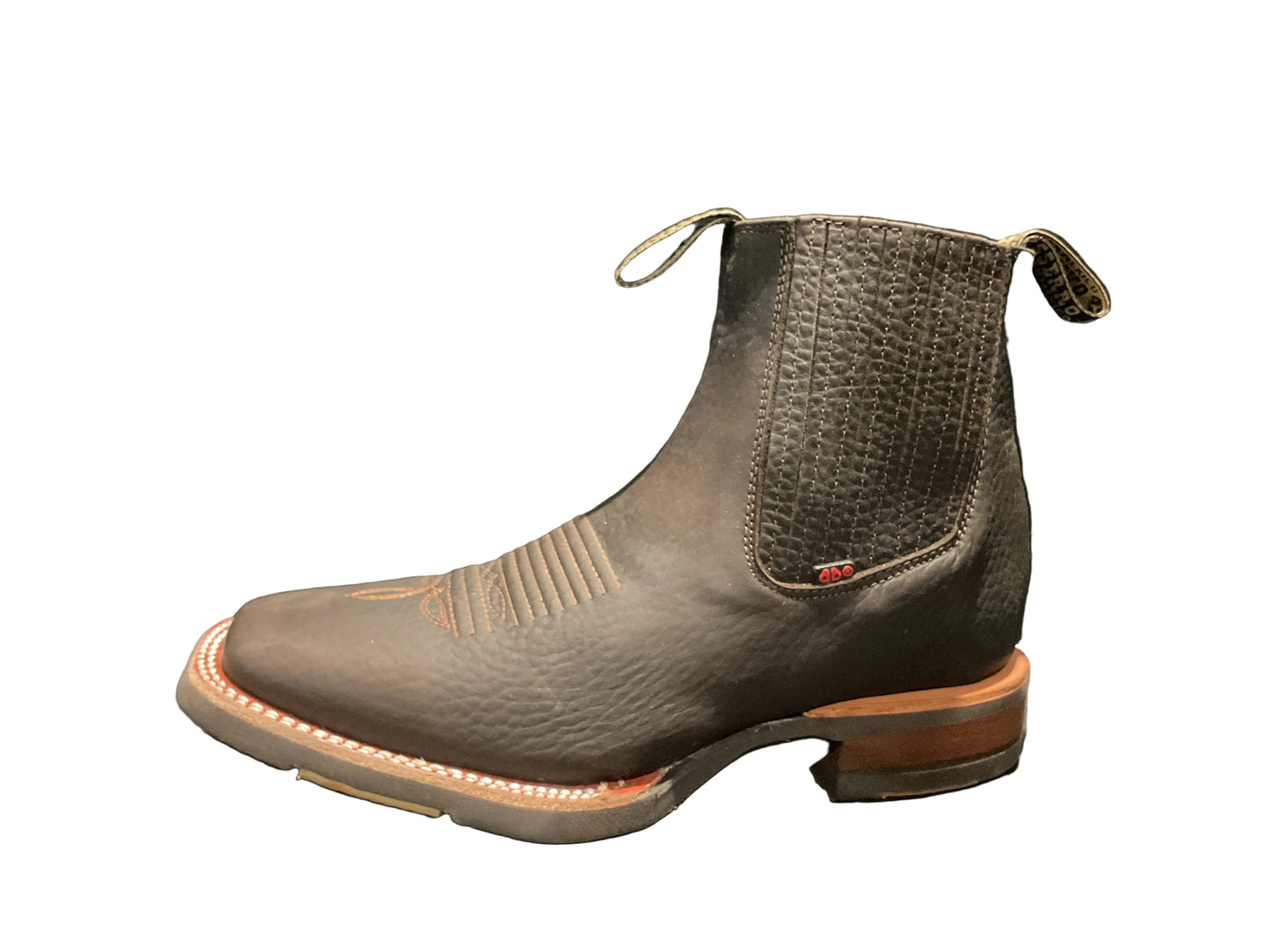 MEN'S RODEO ANKLE BOOTS-CHOCOLATE RUBBER SOLE RHINO